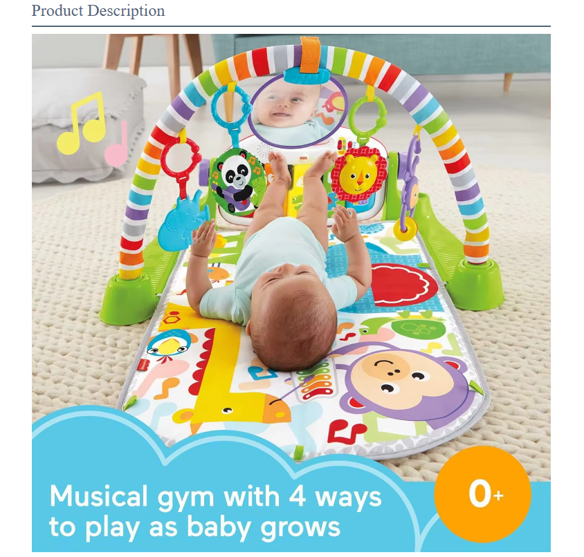 Saltea de activitati pentru bebelusi, AT PERFORMANCE®, centru de activitati , covoras de joaca interactiv cu 5 jucarii senzoriale0ț